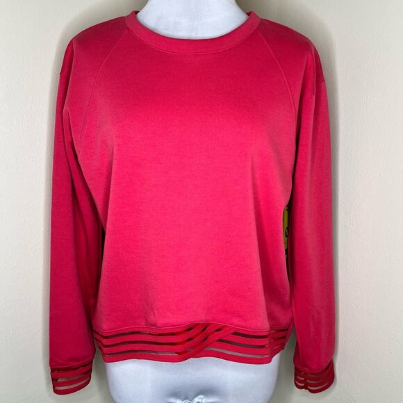 NWT Xersion Pullover Sweatshirt MEDIUM Cherry Rose Relaxed Fit Crewneck Athletic - Picture 1 of 9